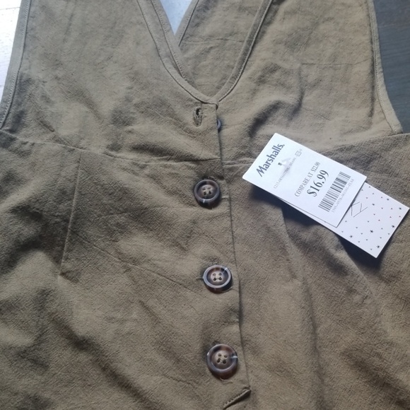 Green Linen Jumpsuit - Picture 2 of 6